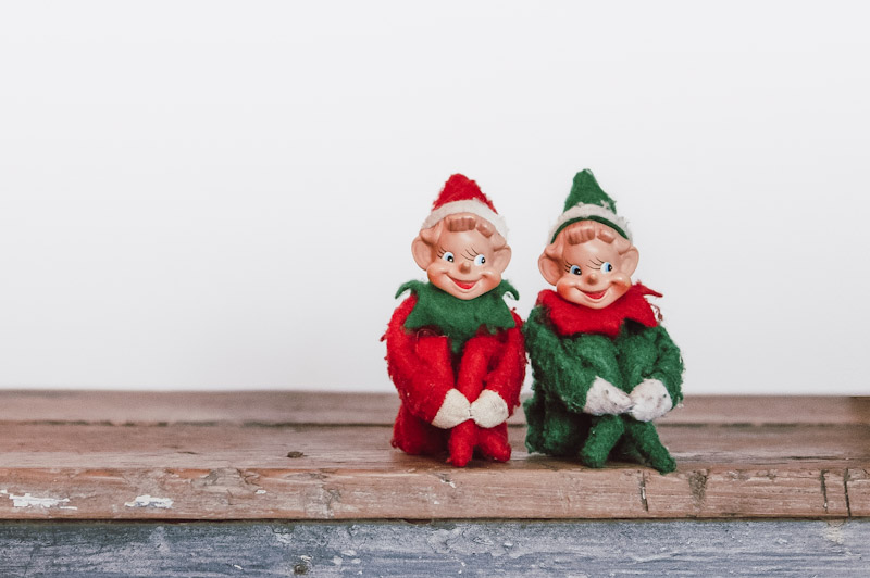 Two elves on a shelf