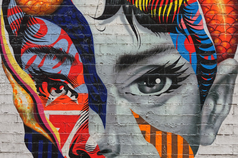 Street art of a woman's face