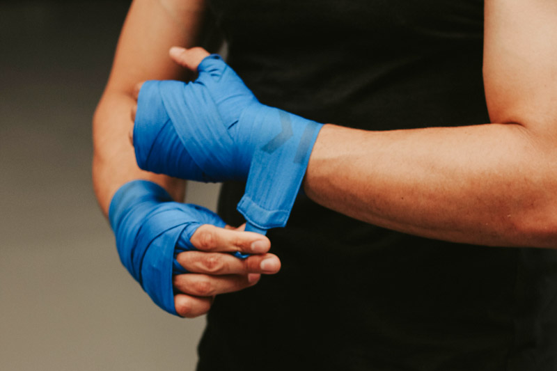 Boxer wrapping his fists