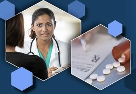 Female doctor and prescription pad