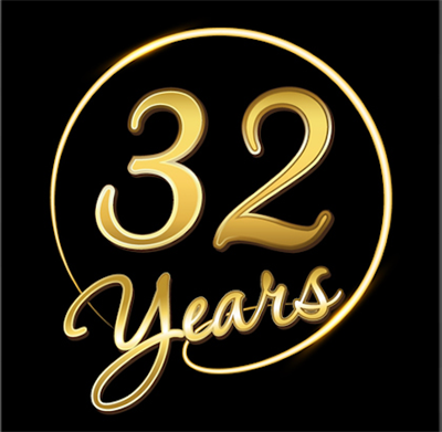Logo reading, 32 years